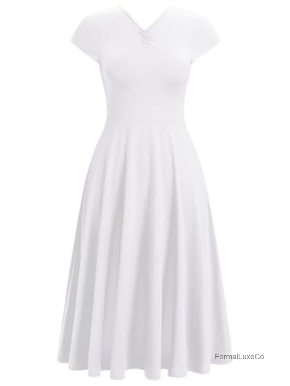 Women's Lyrical Dance Dress, Solid V-Neck Flowy Maxi Ruffle Ballet Costume
